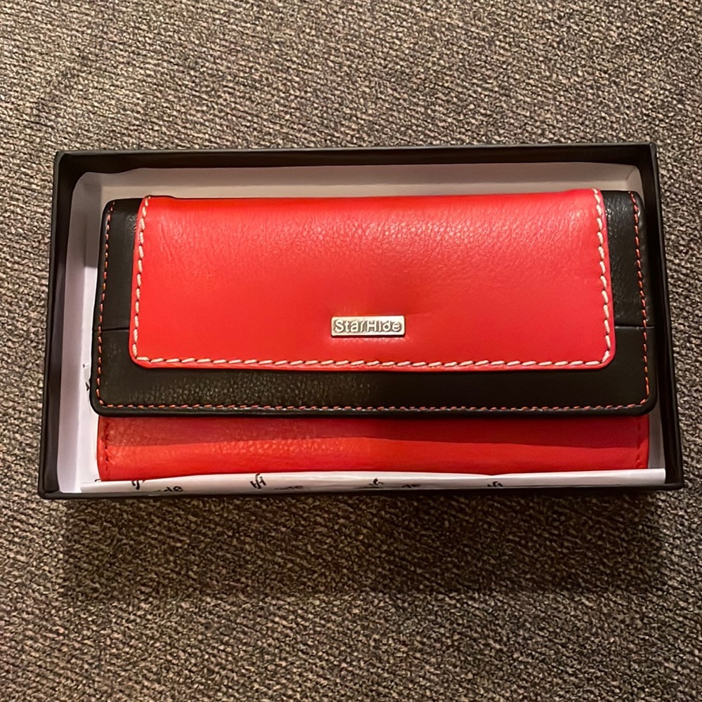 Starhide RFID Blocking Real Soft Leather Purse Wallet Women Gift Red Black 5560